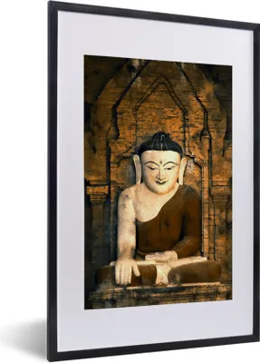 Produktbild von MuchoWow® MuchoWow® Gerahmtes Poster Buddha - Meditation - Mönch 40x60 cm - Poster mit zchwarzem Bilderrahmen - Poster in Rahmen