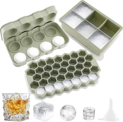 Produktbild von Silikon Eiswürfel Formen Set mit Deckel BPA frei