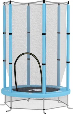 Produktbild von Kindertrampolin mit Sicherheitsnetz Indoor Outdoor für Kinder 3-6 Jahre, Stahlrahmen, Federung, Blau, Gartenspielzeug, Sicher, Stabil