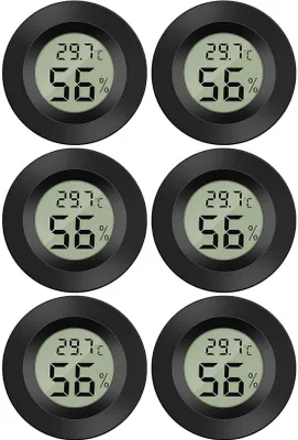 Immagine prodotto di Termometri e igrometri digitali per interni - Misurazione della temperatura e dell'umidità - 6 pezzi - da -50 °C a +70 °C