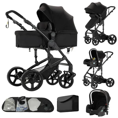 Immagine prodotto di Passeggino 3-in-1 - Modello B588 - Navicella reversibile - Seggiolino auto - Cintura di sicurezza a 5 punti - Pieghevole - Fino a 20 kg - Nero