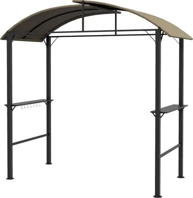 Produktbild von Bbq Grillpavillon 1,1 X 2,3M Wetterfester Gartenpavillon Mit Polyesterdach, Seitenablagen, Für Grills Bis 100 Cm, Stahl, Khaki