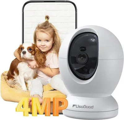 Zdjęcie produktu dla Kamera wewnętrzna Wi-Fi 4 MP z funkcją nocnego widzenia i detekcją ruchu, przeznaczona do obserwacji dzieci i zwierząt