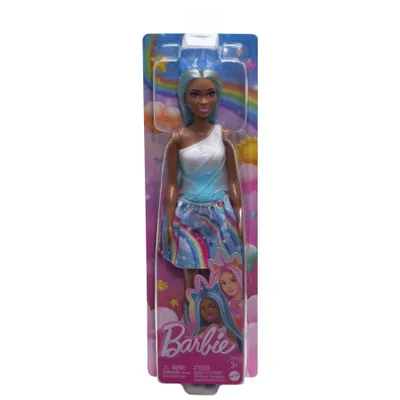 Immagine prodotto di Mattel HRR14 Barbie Unicorno marrone con vestito arcobaleno capelli bianchi blu stivali blu  unicorno per bambini