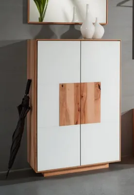 Produktbild von Schuhschrank Domus Kernbuche Glasfront Weiß 2 Türen