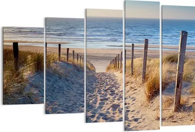 Produktbild von Bild auf Leinwand - Leinwandbild - Meer Strand Düne - 150x100cm - Wand Bild - Wanddeko - Leinwanddruck - Bilder - Kunstdruck - Wanddekoration - Leinwand bilder - Wandkunst - EG150x100-3612
