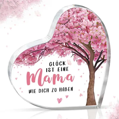 Produktbild von Acryldeko Herzförmig für Mama | Geburtstagsgeschenk Muttertag Weihnachten | Wohnaccessoire Transparente Tischdeko