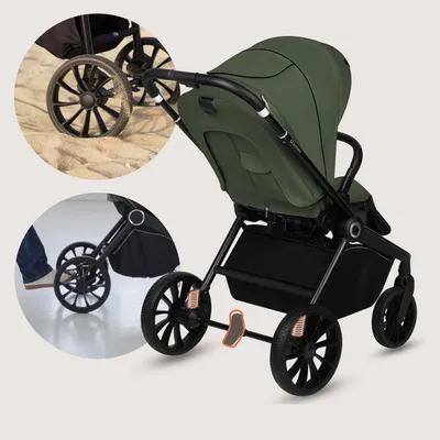 Produktbild von Lionelo Mika Plus Universal-Buggy bis zu 22kg Hohe Manövrierfähigkeit XXL-Verdeck mit UPF50+ Grüne Olive