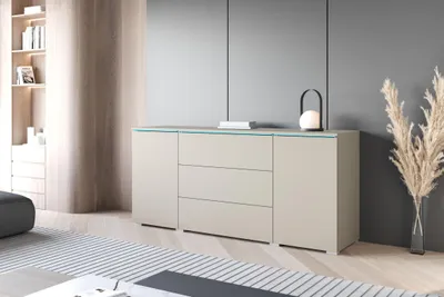Obrázek produktu pro Šuplíková komoda s dvířky HERMINA 150 - kašmír