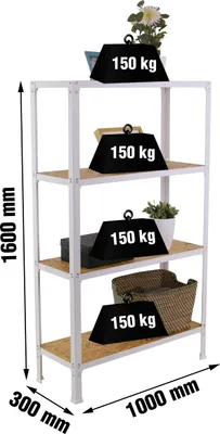 Produktbild von SIMONHOME CLICK WOOD PLUS 4/300 BRANCO/OSB-Metallregal