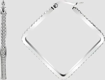 Produktbild von Akzent Edelstahl Quadrat-Creolen mit Similibesatz