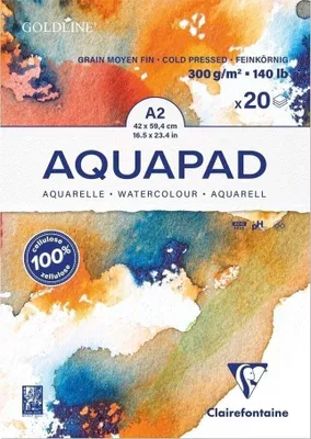 Obrázok produktu pre Clairefontaine Goldline Aquapad Glued Pad Skicár 20 A2 300 g