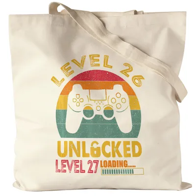 Produktbild von Level 26 Unlocked Level 27 Loading Jutebeutel Stoffbeutel Geburtstag Konsole Happy Birthday Controller Gamepad Spiel