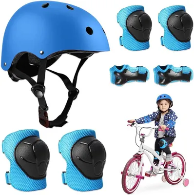 Image de Équipement de patinage 5 en 1, comprenant des protections pour les genoux et les poignets, pour enfants de 3 à 11 ans, idéal pour le patinage