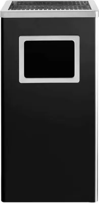 Image de vidaXL Poubelle avec cendrier Hotel 45 L acier noir