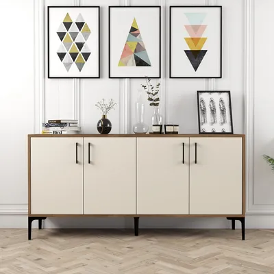 Produktbild von Skye Decor, Kiev 160 - Walnut, Cream, Konsole, Nussbaum, 100 % MELAMINBESCHICHTETE SPANPLATTEN, 160 x 35 x 78 cm