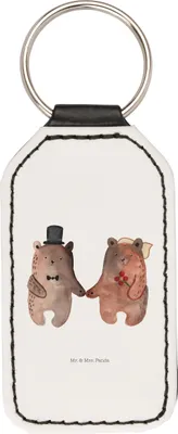 Produktbild von Mr. & Mrs. Panda Schlüsselanhänger Bär Heirat - Weiß - Geschenk, Verheiratet Heirate Hochzeit Hochzeitsgeschenk Hochzeitspaar, kunstleder, schlüssel anhänger, Mit Spruch