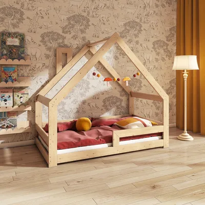 Produktbild von NeeSleep® Hausbett 80x160 cm mit Rausfallschutz und Schornstein Symmetrisch