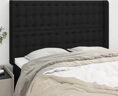 Produktbild von Cloris Designermöbel Kopfteil mit Ohren Schwarz 147x16x118/128 cm Stoff 2024 Neu