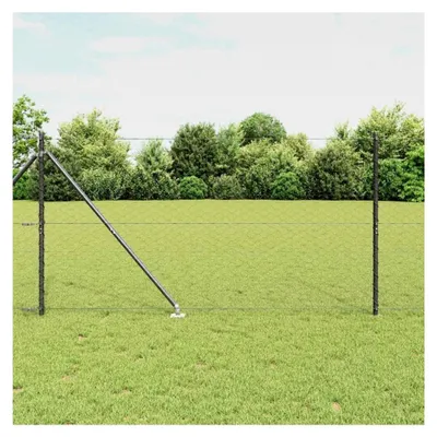 Produktbild von Zaunpfosten Grau 10 x 1,2 m (50 mm Maschen) aus Stahl und PVC für Gartenzaun, Hundezaun, Weidezaun und Hühnerzaun