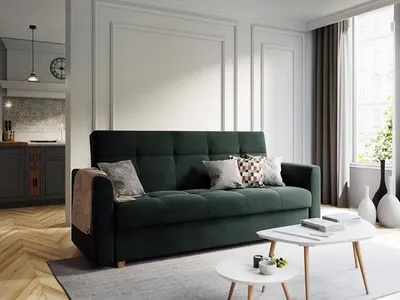 Produktbild von FURMEB24 LENTO Schlafsofa mit Schlaffunktion, Bettzeugablage, hochwertiger Stoff graphit