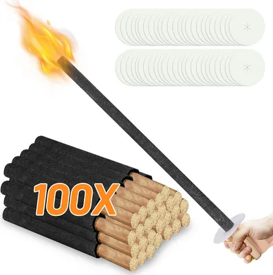 Obrázok produktu pre Fiqops 100x baterky, voskové baterky vrátane ochrany rúk, s extra dlhou rukoväťou, na nočné prechádzky a podujatia v záhrade alebo na Veľkú noc/Silvestra