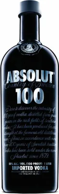 Image de Absolut Vodka 100, Vodka, eau de vie, spiritueux, alcool, boisson alcoolisée, bouteille, 50%, 1 L, 70352300