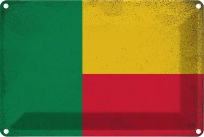 Image de vianmo Plaque en tôle 20x30 cm Drapeau Benin Flag of Benin Vintage