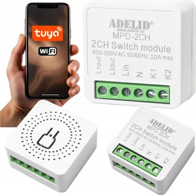 Produktbild von WiFi Mini Smart Schalter Modul Relais Lichtschalter 2 Gang Unterputz Tuya