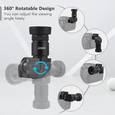 Image de Andoer Viseur de caméra, grossissement 1,25x/2,5x, à angle droit, avec 10 adaptateurs de montage, remplacement pour Canon, Nikon, Pentax, Olympus, Leica, Fujifilm DSLR