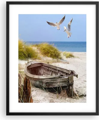 Produktbild von Gerahmtes Poster - Schwarzer Rahmen - Strand Möwen £ódŸ - 40x50 cm - Wand Bild - Wanddeko - Wandbilder - Kunstposter - Wandposter - Bilderrahmen - Bilder - Kunstdruck - Wandbild - P2BPA40x50-4170