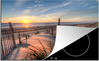 Produktbild von KitchenYeah© Herdabdeckplatte Strand - Meer - Düne - Sonnenuntergang - Landschaft , 81x52cm, Küche Deko, Glaskeramikkochfeld Herdabdeckung, Abdeckplatte fùr Kochfeld
