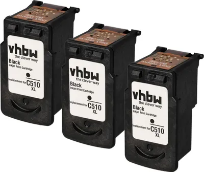 Produktbild von vhbw 3x Tintenpatronen Ersatz für Canon PG-510, PG-510XL für Drucker - Schwarz (Wiederaufgefüllt)
