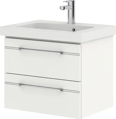 Produktbild von Bad Waschtischunterschrank mit Waschbecken in weiß Glanz BUDVA-66, B/H/T ca. 65,4/48/44 cm