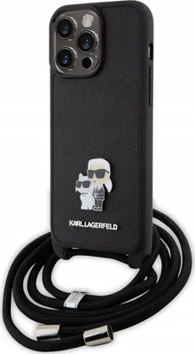 Image de Karl Lagerfeld Klhcp15Xsakcpsk Iphone 15Pro Max 6.7 Hardcase Czarny/Black Crossbody Saffiano Metal Pin Karl & Choupette