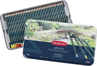 Image de Crayons de couleur DERWENT Artists, 36pcs dans une boîte en métal