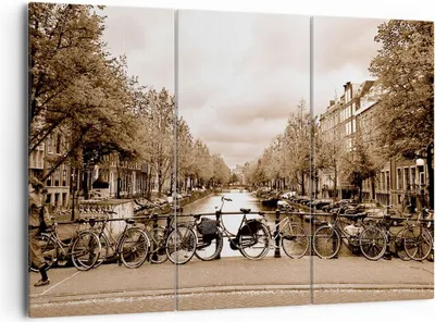 Produktbild von Bild auf Leinwand - Leinwandbild - Kanal Fahrräder Amsterdam Zentrum - 165x110cm - Wand Bild - Wanddeko - Leinwanddruck - Bilder - Kunstdruck - Leinwand bilder - Wandkunst - CE165x110-2971