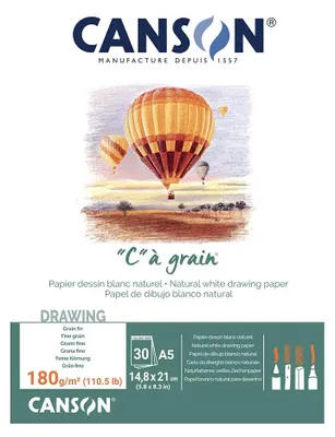 Imagen del producto de CANSON C400060609: Bloque de papel para dibujo "C" de CANSON, superficie texturizada, formato DIN A5, 180 g/m²
