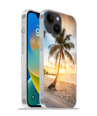 Produktbild von MuchoWow® Handyhülle Schutzhülle Hülle für Apple iPhone 14 - Softcase Sonnenuntergang - Strand - Palme Silikon Softcase Handy Hülle - Mobiltelefonhülle