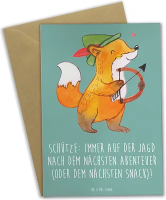Produktbild von Mr. & Mrs. Panda valentinstagskarte Abenteuer Schütze - Meeresbrise - Geschenk, Abenteuerlust, Optimismus, Grußkarten, Neugierde, spruchkarte, einladungskarten, Horoskop