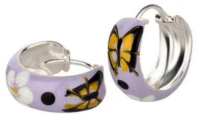 Produktbild von Ohrringe Creolen 925 Silber Kinder Mädchen Damen bunt Schmetterling