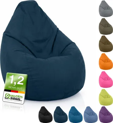 Produktbild von Green Bean® Sitzsack mit Rückenlehne "Drop" 60x60x90cm - Indoor Sitzkissen 220L EPS Perlen Füllung - Dunkelblau