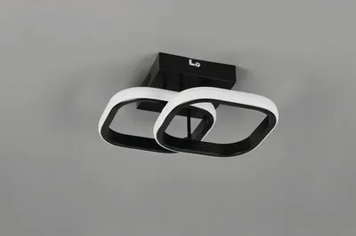Image de Plafonnier LED 24 x 24 cm, métal noir mat