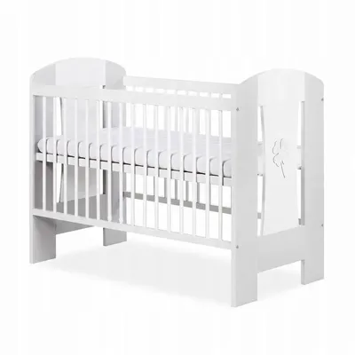 Produktbild von Babybett 120x60 cm weiß/grau - Nati Kinderbett Holz - höhenverstellbar, Gitterbett aus Massivholz, modernes Design, Babybett für Neugeborene und Kleinkinder, Zertifikat (Nati)