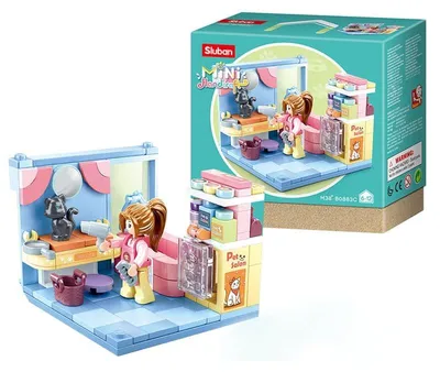 Produktbild von Sluban Mini Zimmer Bausteine Hundefriseur - 113 Teile - DIY Raum Bausatz ab 7 Jahren