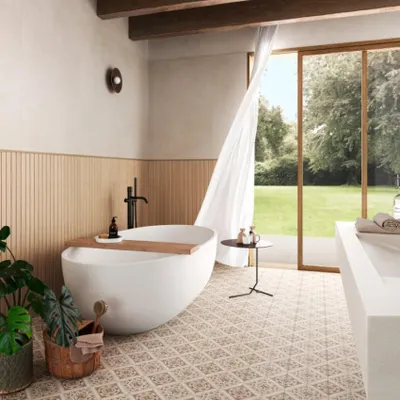 Productafbeelding van CASA39, porseleinen vloertegel met 3D-effect, bruin, 40x120 cm, Marazzi Boiserie