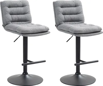 Produktbild von DELUKE® Barhocker 2er Set TURIN - Grau, Stoff, Schwarz | Barhocker mit Lehne Barstuhl Tresenhocker Tresenstuhl Kneipenhocker Kneipenstuhl