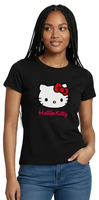 Produktbild von Spreadshirt Hello Kitty Klassisch Mit Schriftzug Frauen T-Shirt, M, Schwarz