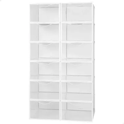 Produktbild von Max Home 12er Pack Stapelbare Kunststoff Schuhboxen Und Antivuelco Durchsichtig Durchsichtig One Size