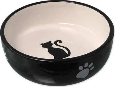 Obrázok produktu pre MAGIC CAT keramická miska čierna/biela 13,4 x 4 cm 170 ml